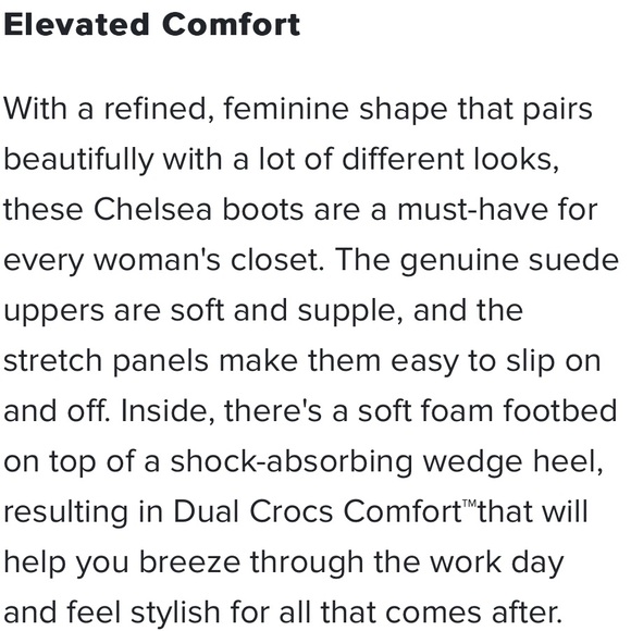 EUC CROCS Leigh Chelsea Wedge Booties, Size 7 - Picture 8 of 9